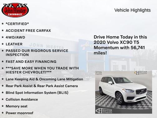 Crystal White 2020 Volvo XC90 T5 Momentum 7 Passenger