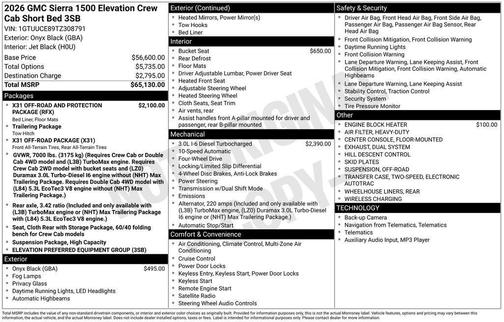 Black 2026 GMC Sierra 1500 Elevation