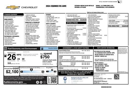 Mosaic Black Metallic 2024 Chevrolet Equinox AWD RS