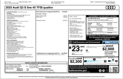 White 2025 Audi Q3 Premium 45 TFSI S line quattro Tiptronic