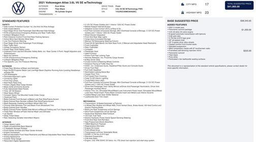 2021 Volkswagen Atlas 3.6L SE w/Technology