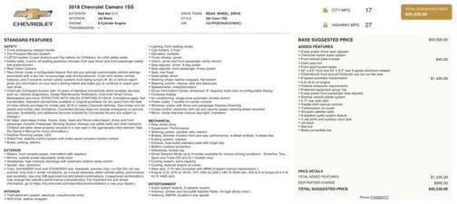 2018 Chevrolet Camaro 1SS