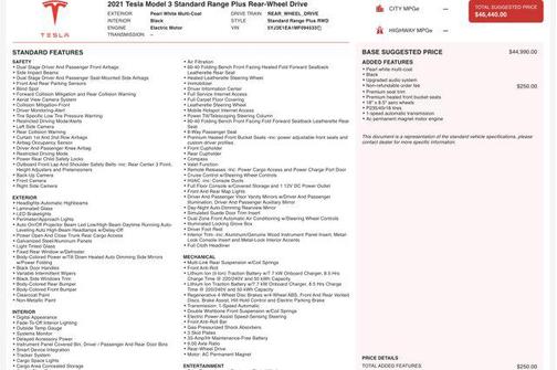 2021 Tesla Model 3 Standard Range Plus