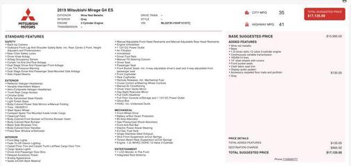 2019 Mitsubishi Mirage G4 ES