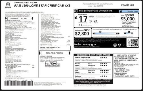 2016 RAM 1500 Lone Star