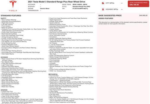 2021 Tesla Model 3 Standard Range Plus