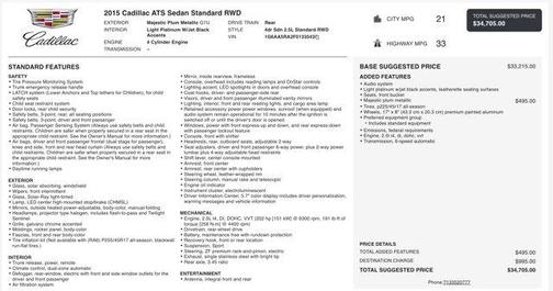 2015 Cadillac ATS 2.5L