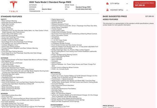 2020 Tesla Model 3 Standard Range Plus