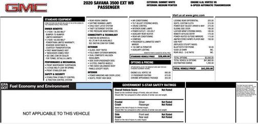 2020 GMC Savana 3500 RWD 3500 Extended Wheelbase LS