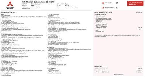 2021 Mitsubishi Outlander Sport 2.0 S