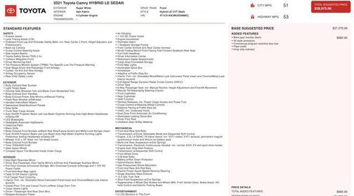 Super White 2021 Toyota Camry LE