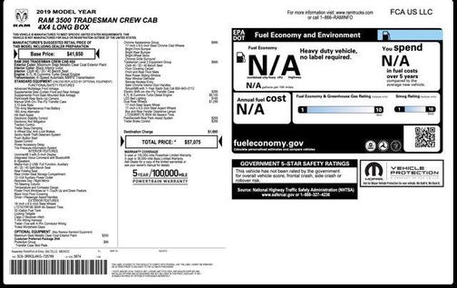 2019 RAM 3500 Tradesman Crew Cab 4x4 8' Box