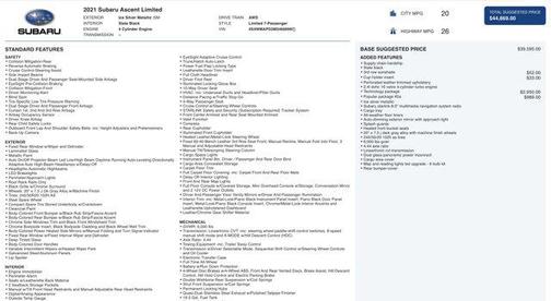 2021 Subaru Ascent Limited 7-Passenger
