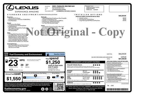 2022 Lexus RX 350 Base