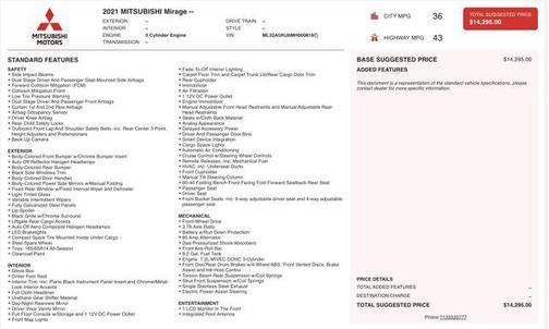 2021 Mitsubishi Mirage LE