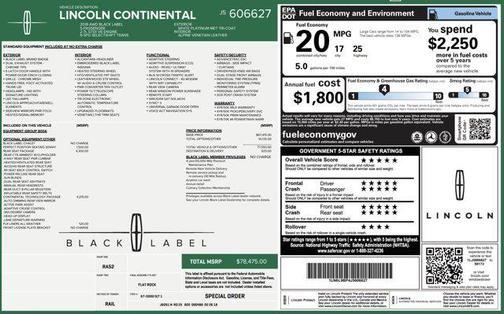 2018 Lincoln Continental Black Label