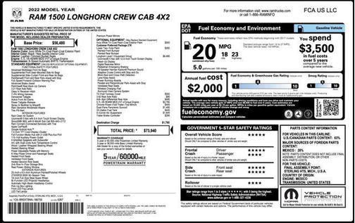 Ivory White Tri-Coat Pearlcoat 2022 RAM 1500 Longhorn