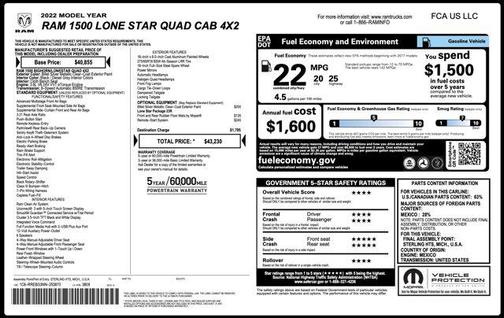 2022 RAM 1500 Lone Star