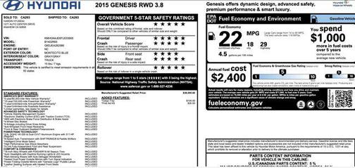 2015 Hyundai Genesis 3.8