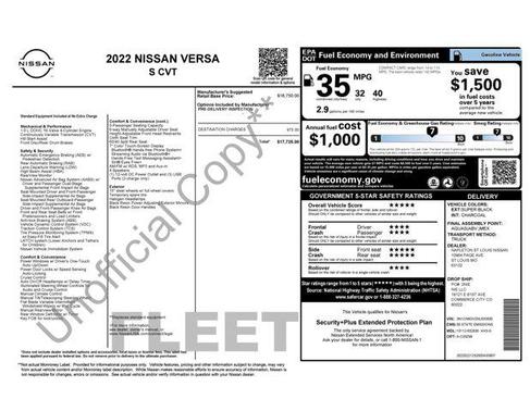 2022 Nissan Versa 1.6 S