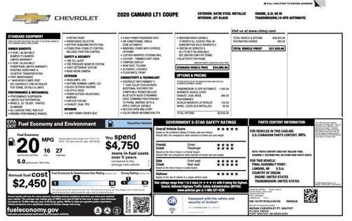 2020 Chevrolet Camaro RWD Coupe LT1