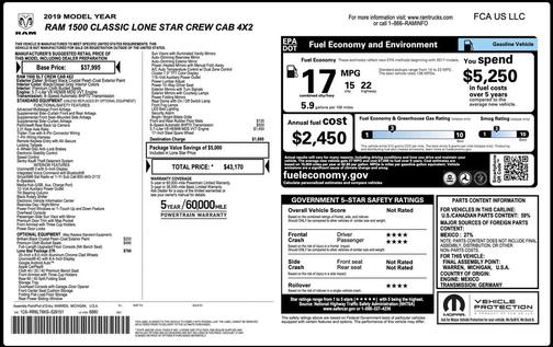 Brilliant Black Crystal Pearlcoat 2019 RAM 1500 Lone Star