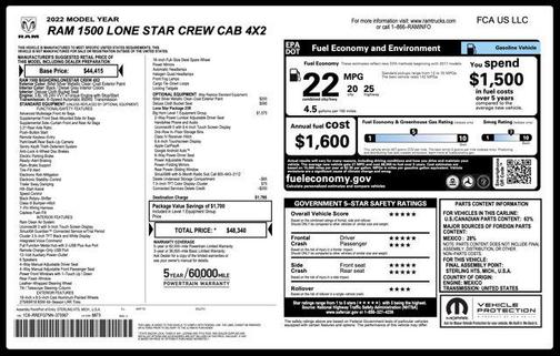 2022 RAM 1500 Lone Star