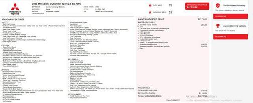 2020 Mitsubishi Outlander Sport SE