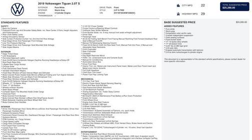 2019 Volkswagen Tiguan 2.0T S