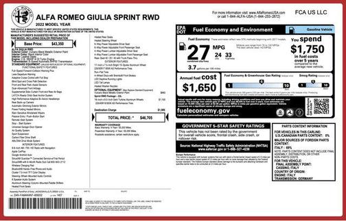 2022 Alfa Romeo Giulia Sprint