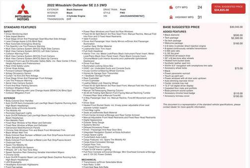 2022 Mitsubishi Outlander SE 2.5 2WD