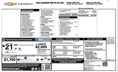 Summit White 2022 Chevrolet Colorado WT