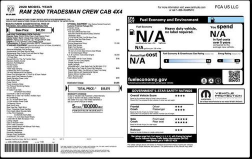 2020 RAM 2500 Tradesman Crew Cab 4X4 6'4' Box