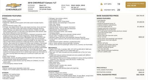 2018 Chevrolet Camaro 1LT