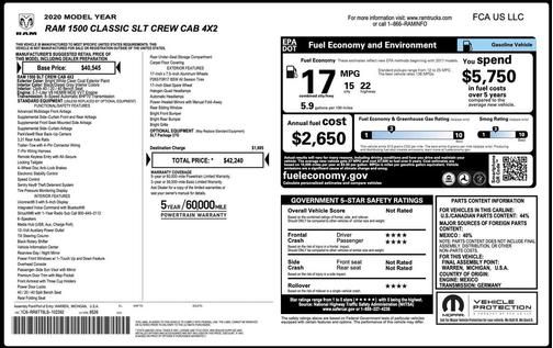 Bright White Clearcoat 2020 RAM 1500 Classic SLT