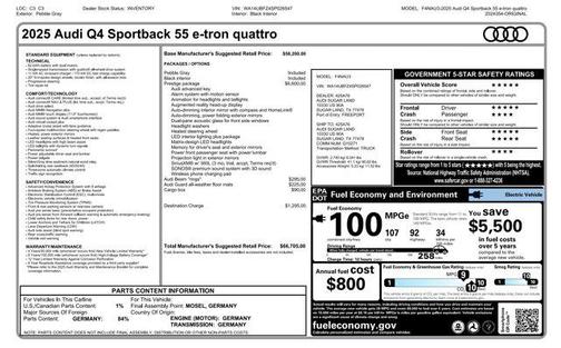 2025 Audi Q4 e-tron Sportback Prestige 55 quattro