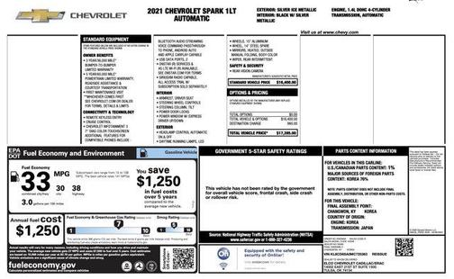 Silver Ice Metallic 2021 Chevrolet Spark 1LT