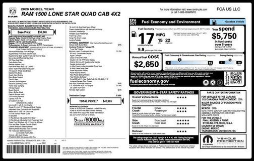 2020 RAM 1500 Lone Star