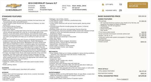 2018 Chevrolet Camaro 2LT