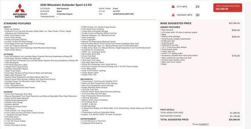 2020 Mitsubishi Outlander Sport 2.0 ES