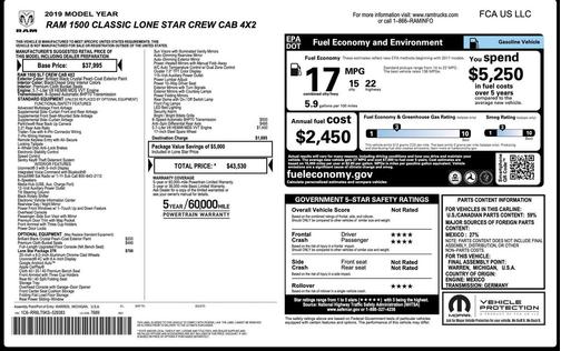 Billet Silver Metallic Clearcoat 2019 RAM 1500 Lone Star