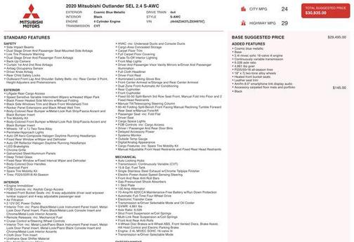 Cosmic Blue Metallic 2020 Mitsubishi Outlander SEL