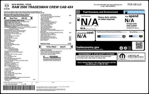 Bright White Clearcoat 2019 RAM 2500 Tradesman Crew Cab 4x4 6'4' Box