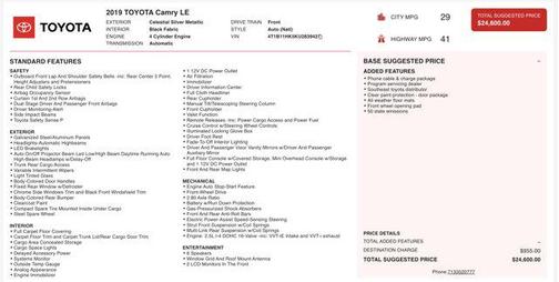 2019 Toyota Camry LE