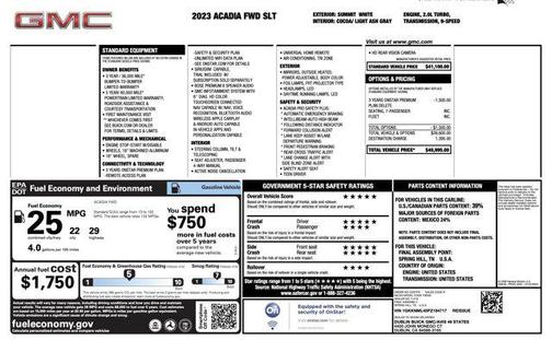 Summit White 2023 GMC Acadia FWD SLT