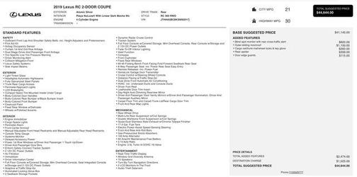 2019 Lexus RC 300 Base