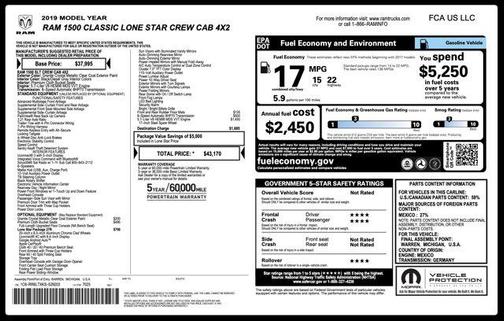 2019 RAM 1500 Lone Star