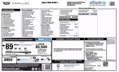 Stellar Black Metallic 2024 Cadillac LYRIQ Sport