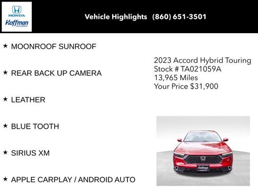 Radiant Red Metallic 2023 Honda Accord Hybrid Touring
