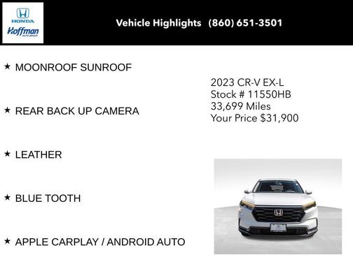 Platinum White Pearl 2023 Honda CR-V EX-L